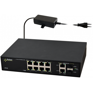 SF108-90W Pulsar Switch PoE 12-portowy SF108-90W do 8 kamer IP