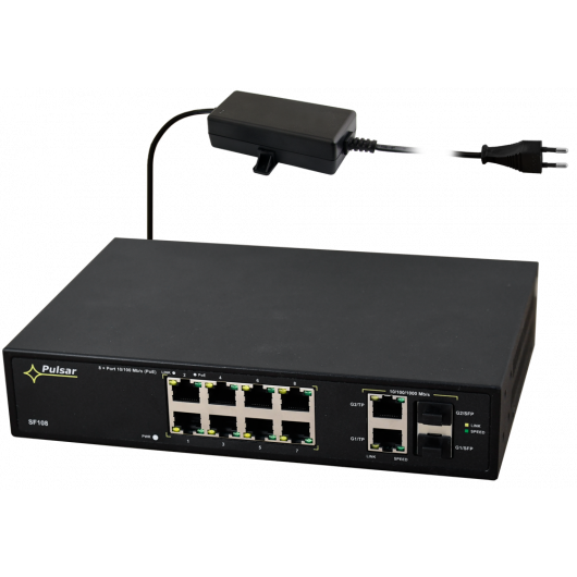 SF108-90W Pulsar Switch PoE 12-portowy SF108-90W do 8 kamer IP