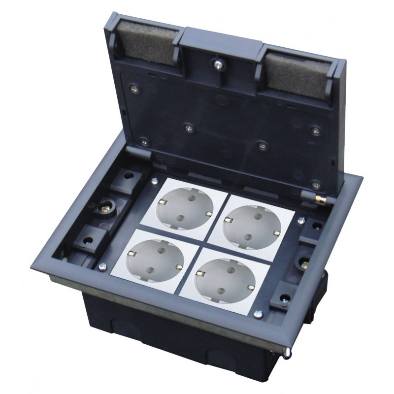 Puszka podłogowa (floorbox) 4M, (45x45), regulowana głębokość, do podłogi technicznej (wylewka opcjonalnie). ALANTEC