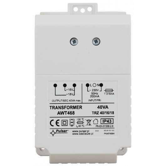 AWT468 Pulsar Transformator TRZ 40VA/16V/18V