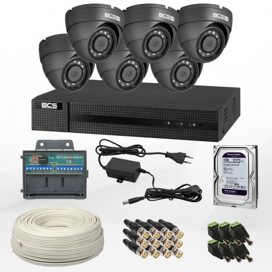 Kompletny zestaw z 6 kamerami kopułowymi BCS 2 Mpix