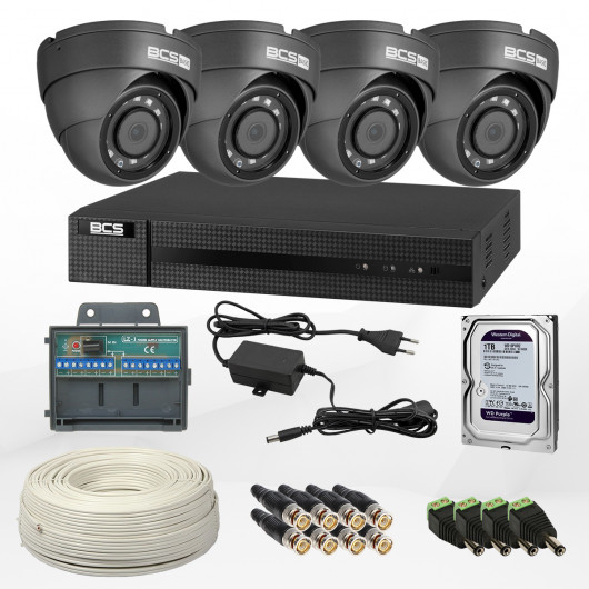 Kompletny zestaw z 4 kamerami kopułowymi BCS 2 Mpix