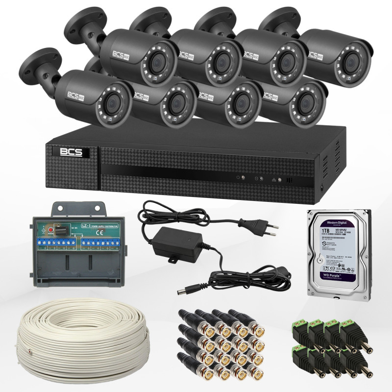 Kompletny zestaw z 8 kamerami BCS 2 Mpix