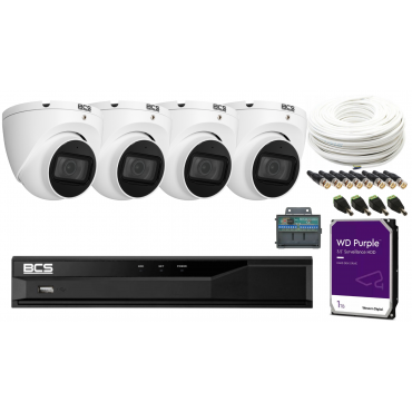 ZESTAW MONITORINGU BCS 4 KAMERY BCS-EA15FSR3 + BCS-L-XVR0401-VI WHITE