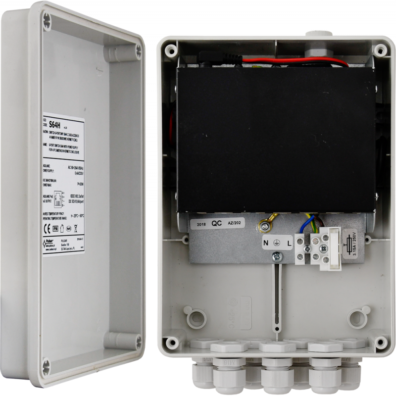 S64H Pulsar Switch 6-portowy S64H z zasilaczem do 4 kamer IP w obudowie hermetycznej