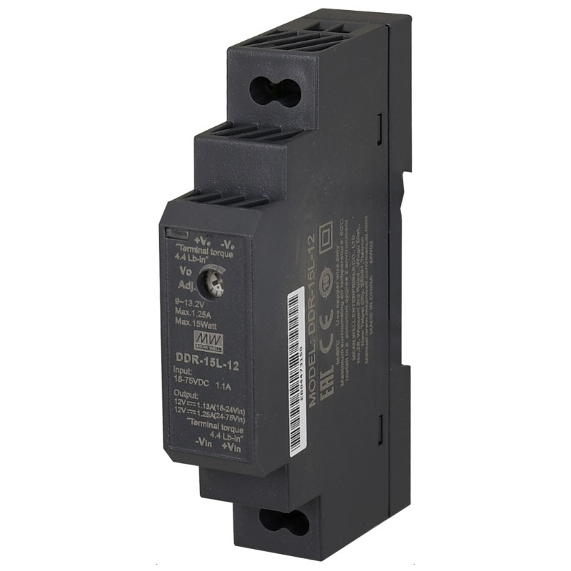 DDR-15L-12 Pulsar DDR 12V/15W/1.25A przetwornica DC/DC na szynę DIN