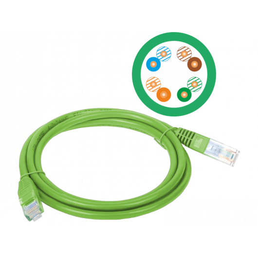 Patchcord U/UTP kat.5e PVC 1.0m zielony ALANTEC