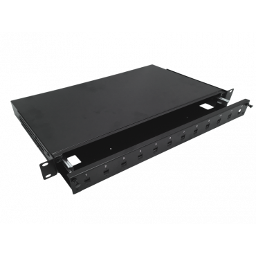 Przełącznica światłowodowa teleskopowa 12xSC simplex / 12xLC duplex 19" 1U z akcesoriami montażowymi (dławiki, opaski) ALANTEC