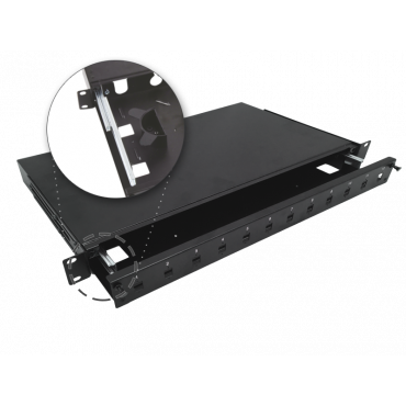 Przełącznica światłowodowa teleskopowa 12xSC simplex / 12xLC duplex 19" 1U z akcesoriami montażowymi (dławiki, opaski) ALANTEC