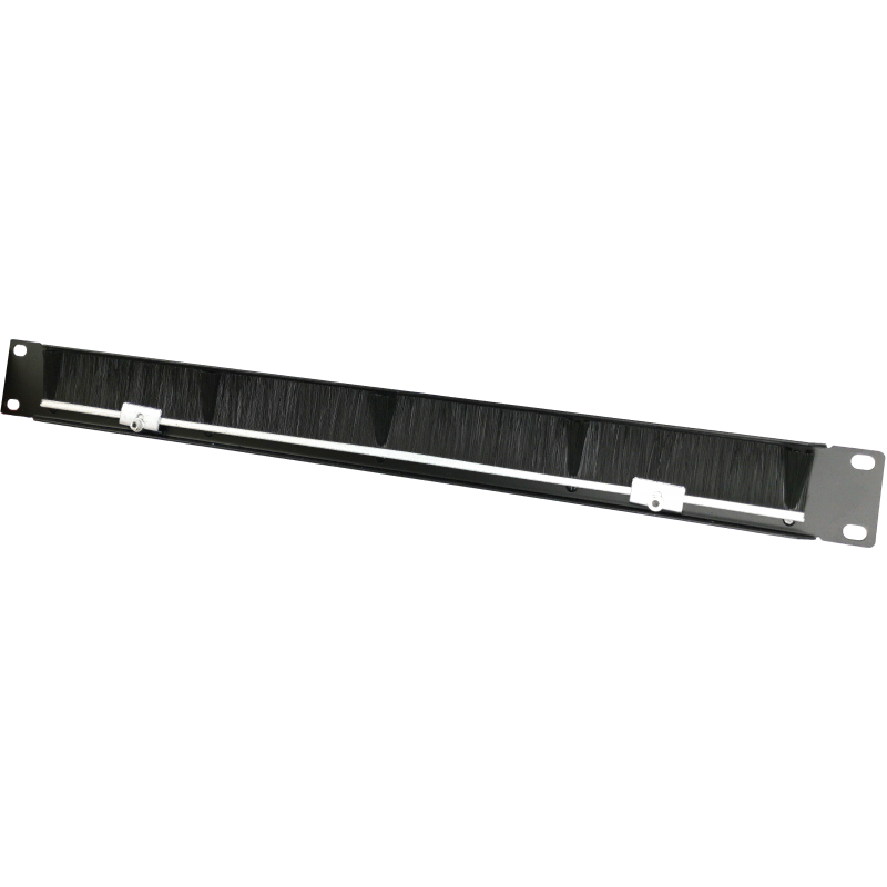 Organizator kabli 1U 19" z przepustem szczotkowym, 5 plastikowych uchwytów, czarny ALANTEC