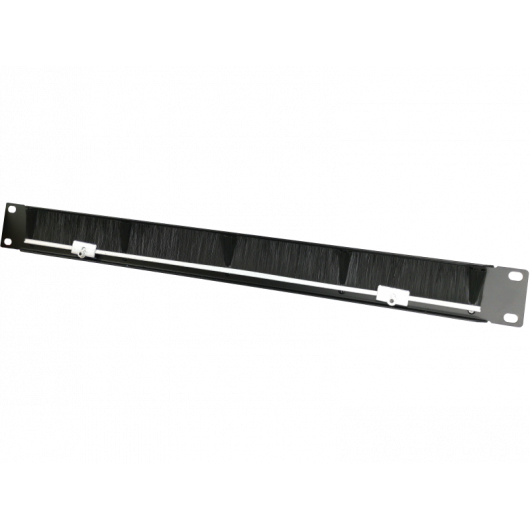 Organizator kabli 1U 19" z przepustem szczotkowym, 5 plastikowych uchwytów, czarny ALANTEC