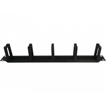 Organizator kabli 1U 19" z przepustem szczotkowym, 5 plastikowych uchwytów, czarny ALANTEC