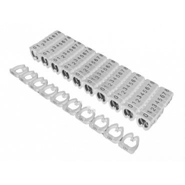 Oznaczniki kabli 0-9 na kable o śr. 6-7mm białe ALANTEC
