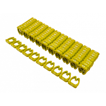 Oznaczniki kabli 0-9 na kable o śr. 6-7mm żółte ALANTEC