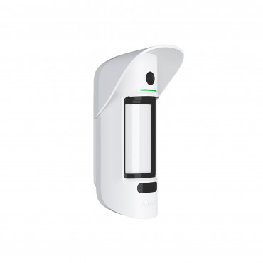 MotionCam Outdoor -  Bezprzewodowy zewnętrzny biały czujnik ruchu z wbudowanym aparatem fotograficznym.