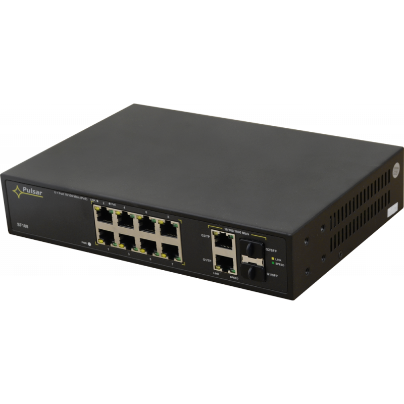 SF108WP Pulsar Switch PoE 12-portowy SF108 bez zasilacza do 8 kamer IP