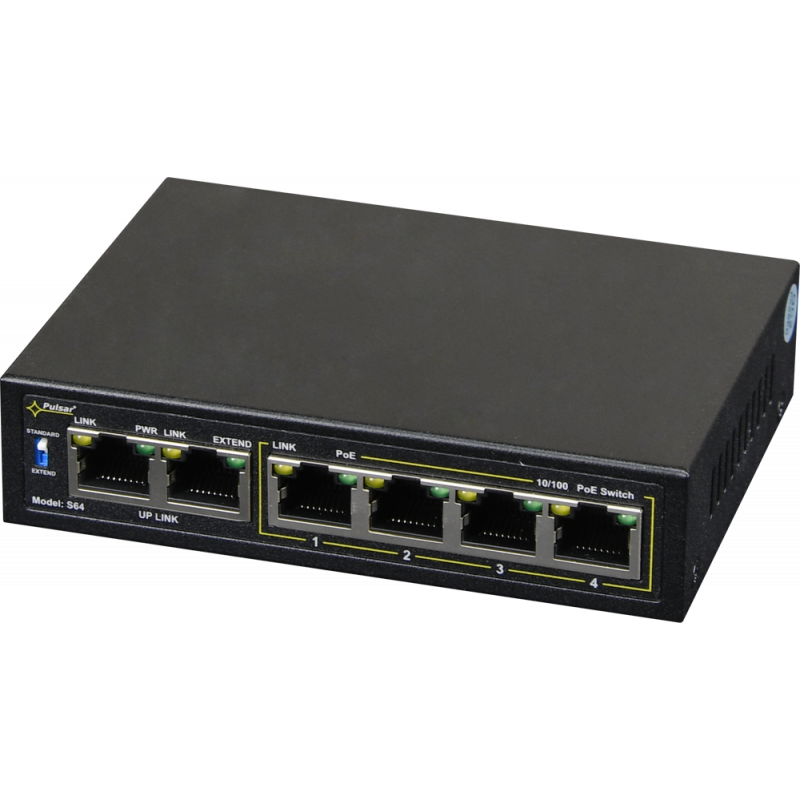 S64WP Pulsar Switch PoE 6-portowy S64WP bez zasilacza do 4 kamer IP