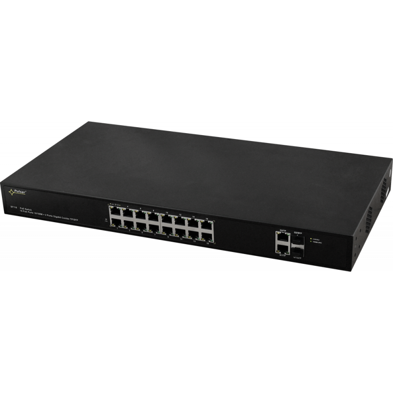 SF116WP Pulsar Switch PoE 16-portowy SF116WP bez zasilacza do 16 kamer IP