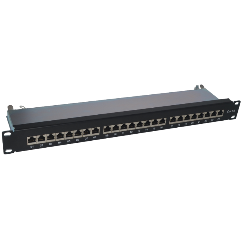 Patch panel kat.6A 19" 24xRJ45 STP z półką popiel ALANTEC