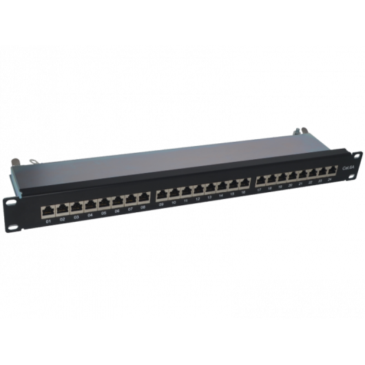 Patch panel kat.6A 19" 24xRJ45 STP z półką popiel ALANTEC
