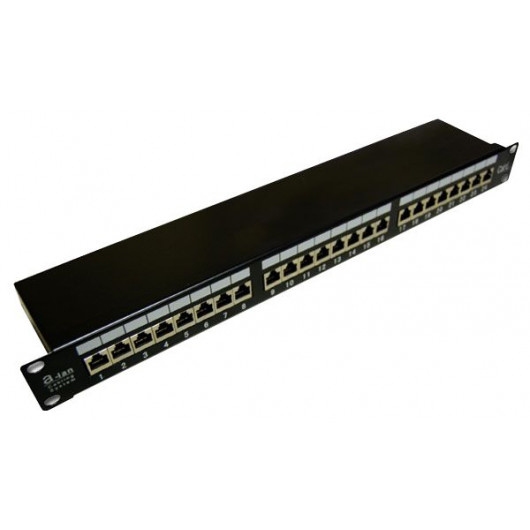 Patch panel kat.5e 19" 24xRJ45 STP z półką popiel ALANTEC