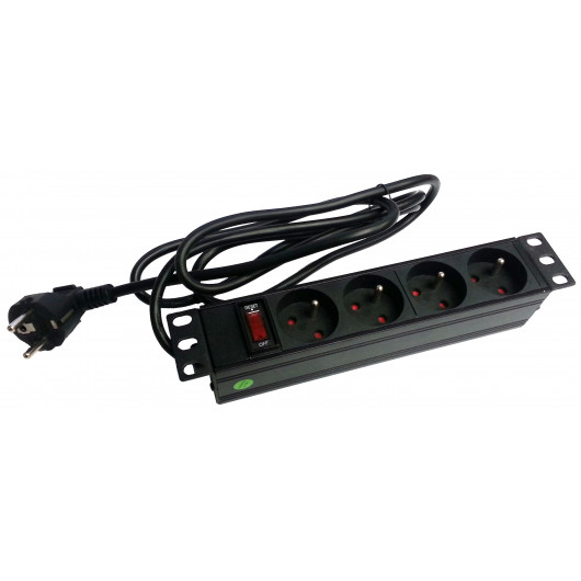 Listwa zasilająca rack 10" 1U 4 gniazda + wyłącznik ALANTEC