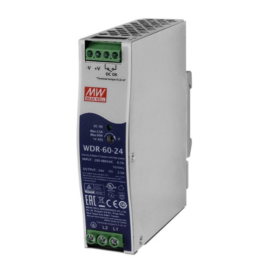 WDR-60-24 Pulsar WDR 24V/60W/2.5A zasilacz na szynę DIN