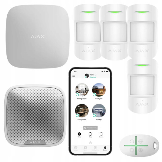 BEZPRZEWODOWY system alarmowy AJAX 4 czujniki PIR