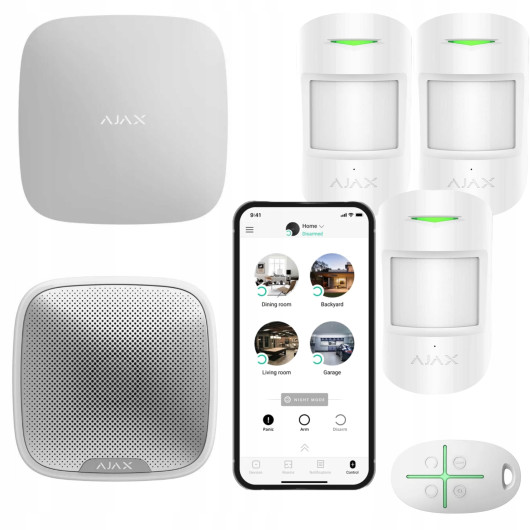 BEZPRZEWODOWY system alarmowy AJAX 3 czujniki PIR