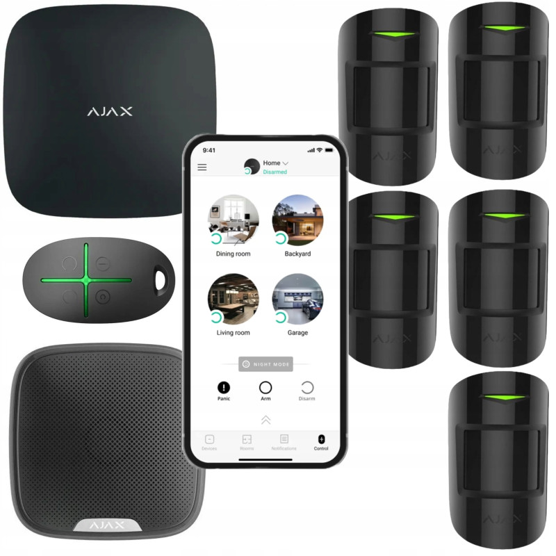 BEZPRZEWODOWY system alarmowy AJAX 5 czujników PIR