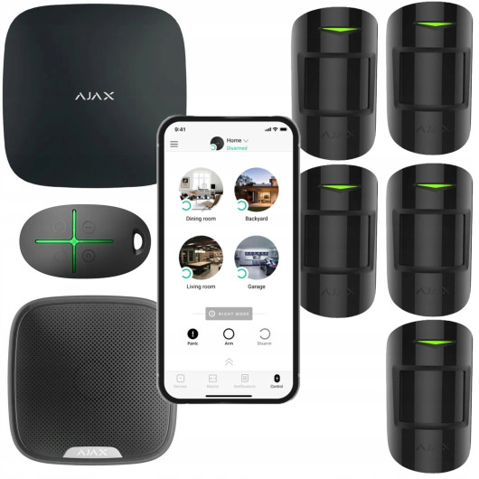 BEZPRZEWODOWY system alarmowy AJAX 5 czujników PIR