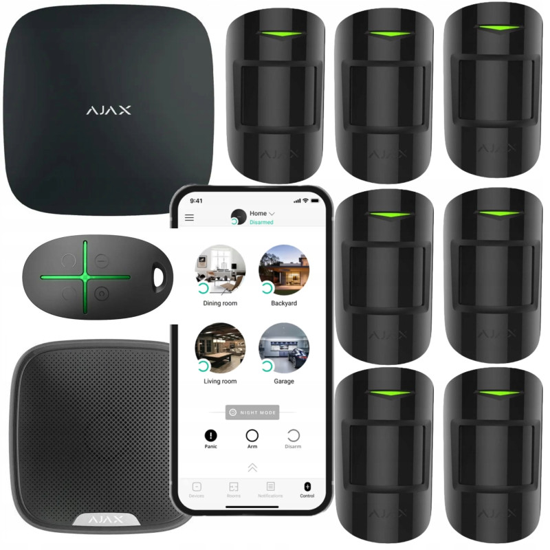 BEZPRZEWODOWY system alarmowy AJAX 7 czujników PIR