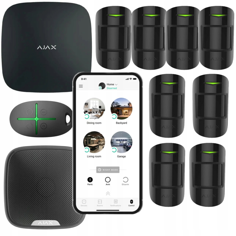 BEZPRZEWODOWY system alarmowy AJAX 8 czujników PIR