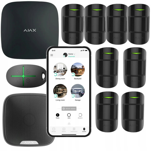 BEZPRZEWODOWY system alarmowy AJAX 8 czujników PIR