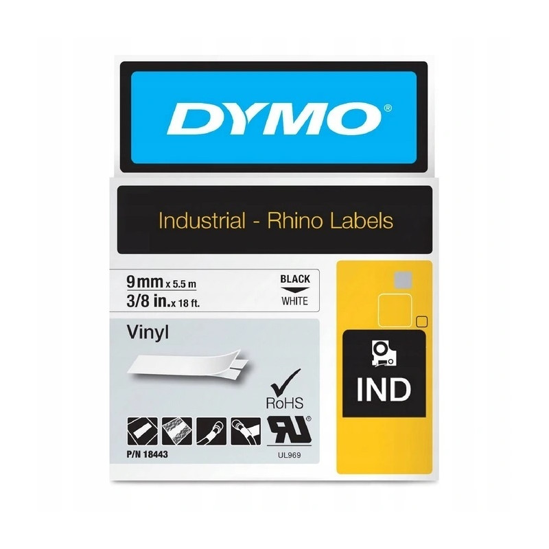 DYMO Taśma winylowa 9mm x 5,5m czarny / biała