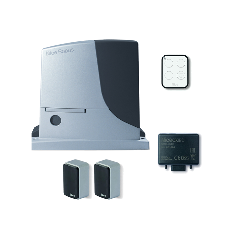 Zestaw ROBUS 600  do bram przesuwnych: siłownik RB600R10, odbiornik OXIBD, pilot ON2E, fotokomórki EPMB