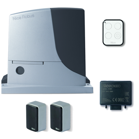 Zestaw ROBUS 600  do bram przesuwnych: siłownik RB600R10, odbiornik OXIBD, pilot ON2E, fotokomórki EPMB