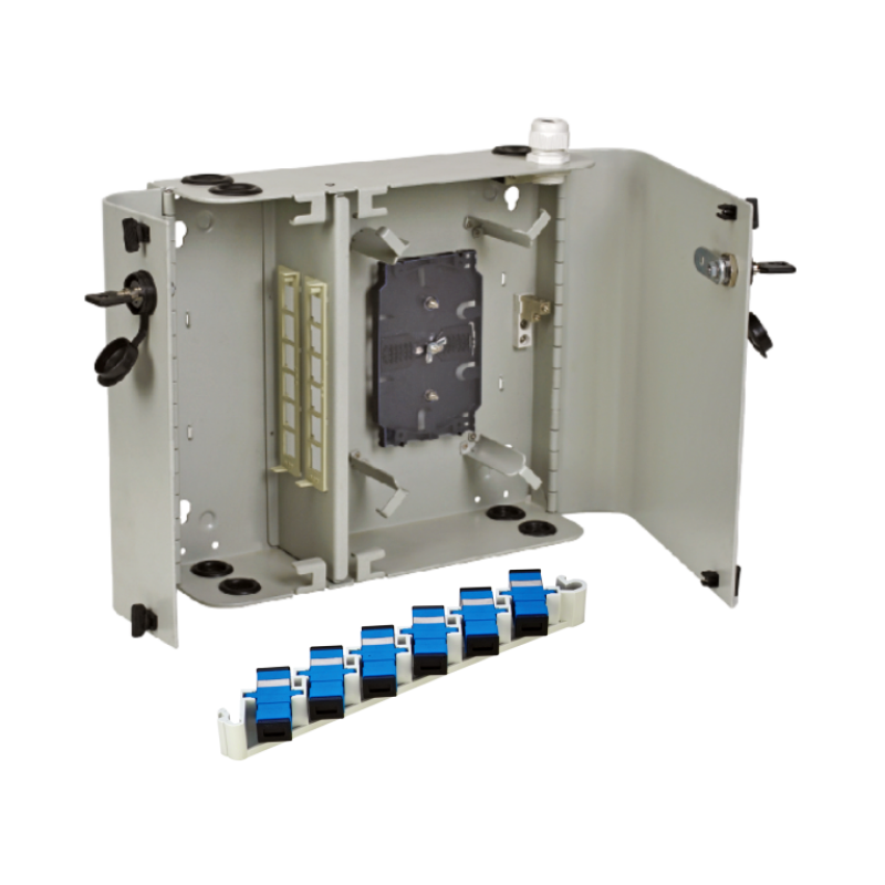 Naścienna szafka rozdzielcza dwudrzwiowa 24xSC simplex (w zestawie tacki)